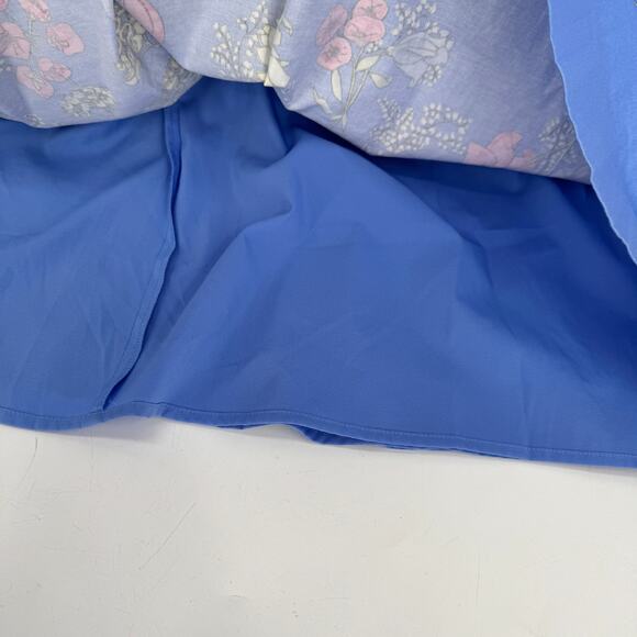 Talbots Dress Womens 12 Blue Floral Fit & Flare + Pockets Coastal Midi Zip Up - Picture 6 of 10